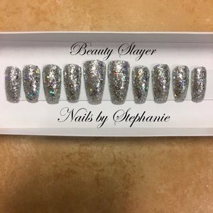 Glitter Bomb Coffin Press On Nails